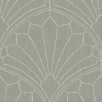Seabrook Designs Scallop Medallion - Cinder Gray and Ivory