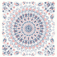 Seabrook Designs Mandala Boho Tile Fabric - Coral, Cream, and Midnight Blue