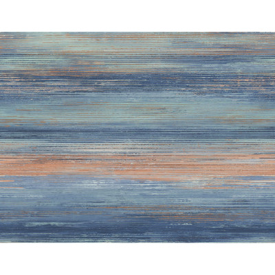 Seabrook Designs Sunset Stripes - Blueberry and Vermillion Orange