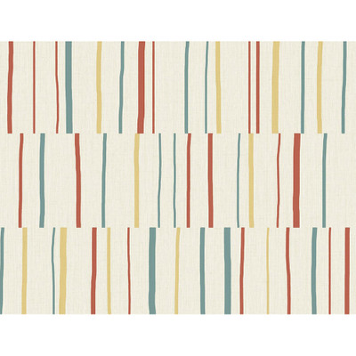 Seabrook Designs Block Lines - Vermillion, Sunflower, and Teal