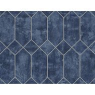 Seabrook Designs Geo Faux - Denim Blue and Metallic Silver