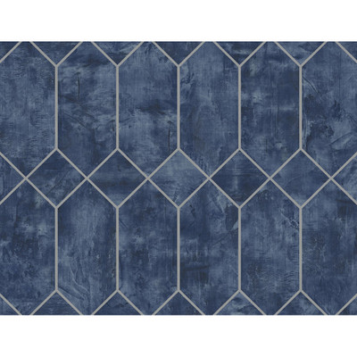 Seabrook Designs Geo Faux - Denim Blue and Metallic Silver