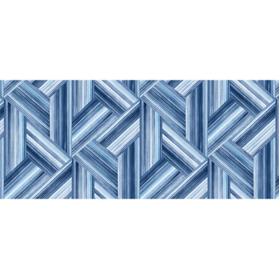 Seabrook Designs Geo Inlay Fabric - Denim and Sky Blue