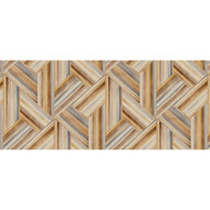 Seabrook Designs Geo Inlay Fabric - Saddle Brown and Steel