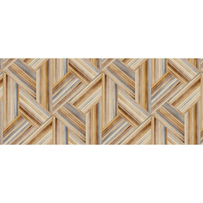 Seabrook Designs Geo Inlay Fabric - Saddle Brown and Steel