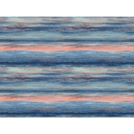 Seabrook Designs Sunset Stripes Fabric - Blueberry and Vermillion Orange