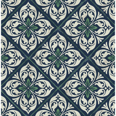 Lillian August Plumosa Tile - Midnight Blue and Spearmint