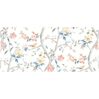 Lillian August Southport Floral Trail Fabric - Eggshell, Melon, and Carolina Blue