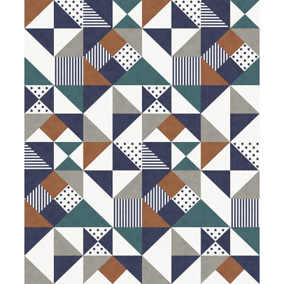 Seabrook Designs Lozenge Geometric - Indigo & Burnt Orange