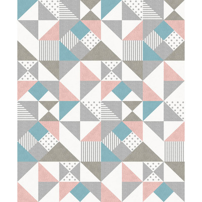 Seabrook Designs Lozenge Geometric - Metallic Silver & Perry Teal