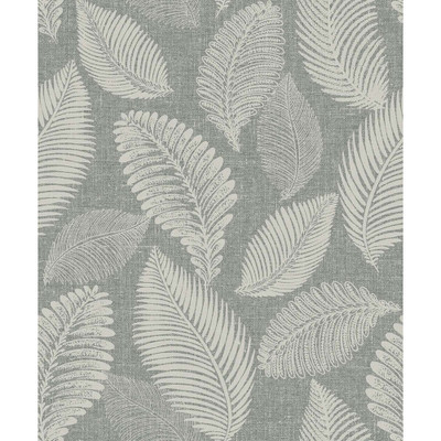 Seabrook Designs Tossed Leaves - Charcoal Linen