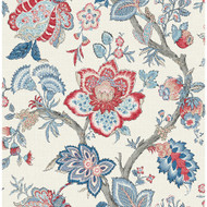 Seabrook Designs Bernadette Jacobean - French Blue & Antique Ruby