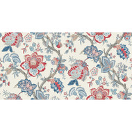 Seabrook Designs Bernadette Linen Fabric - French Blue & Antique Ruby