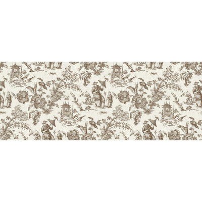 Seabrook Designs Chinoiserie Linen Fabric - Hickory Smoke