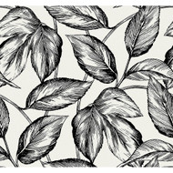 Seabrook Designs Beckett Sketched Leaves - Volcanic Black