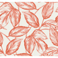 Seabrook Designs Beckett Sketched Leaves - Rich Coral