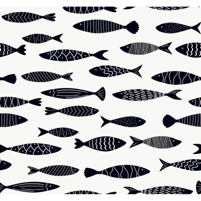 Seabrook Designs Bay Fish - Black and White