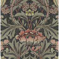 Seabrook Designs Acanthus Floral Prepasted - Charcoal & Rosewood