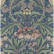 Seabrook Designs Acanthus Floral Prepasted - Denim Blue & Salmon