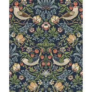 Seabrook Designs Fragaria Garden Prepasted - Midnight Blue