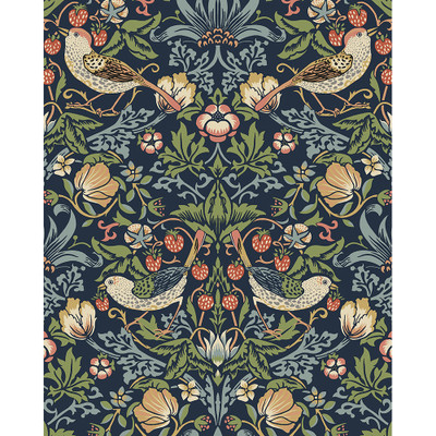 Seabrook Designs Fragaria Garden Prepasted - Midnight Blue