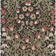 Seabrook Designs Tulip Garden Prepasted - Ebony & Red Clay