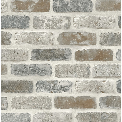 Seabrook Designs Washed Faux Brick Prepasted - Neutral