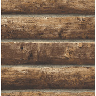 Seabrook Designs Faux Log Cabin Prepasted - Walnut