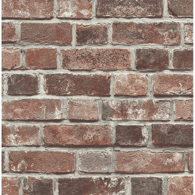 Seabrook Designs Faux Red Brick Prepasted - Red & Charcoal