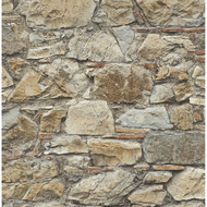 Seabrook Designs Faux Stone Wall Prepasted - Toffee & Ivory