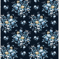 Seabrook Designs Floral Bouquet Prepasted - Midnight Blue & Toffee