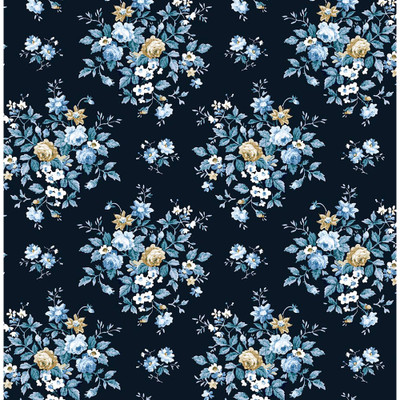 Seabrook Designs Floral Bouquet Prepasted - Midnight Blue & Toffee