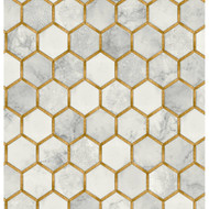 Seabrook Designs Faux Hex Tile - Alaska Grey & Metallic Gold