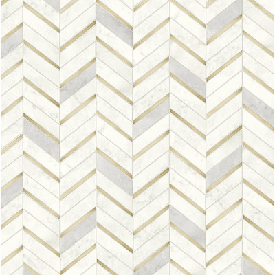 Seabrook Designs Chevron Faux Tile - Gold & Pearl Grey