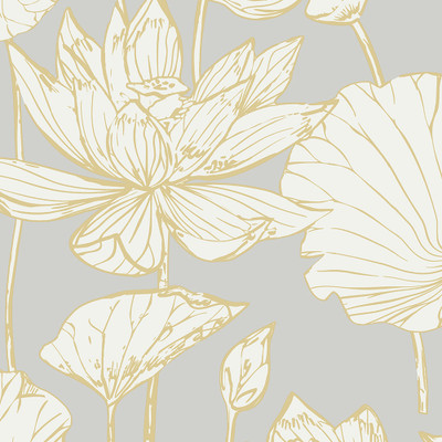 Etten Studios Water Lily Floral - Metallic Gold & Grey