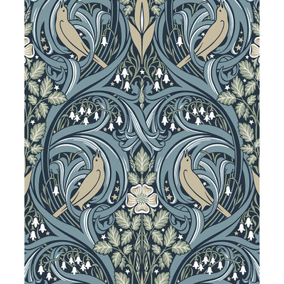 Etten Studios Bird Scroll - Navy & Beige