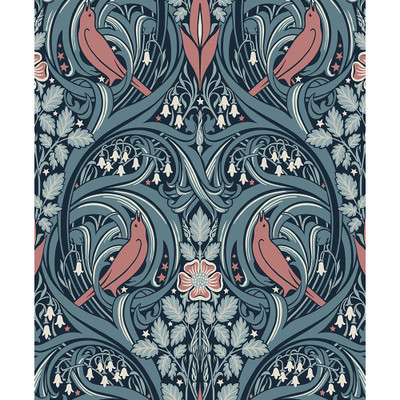 Etten Studios Bird Scroll - Aegean Teal & Coral