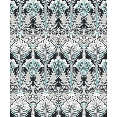 Etten Studios Dragonfly Damask - Ebony & Aqua
