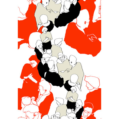 Marimekko Ystävät - Vermillion and Off-White