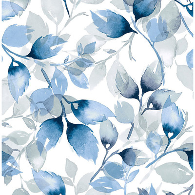 Lillian August Watercolor Tossed Leaves - Blue Lagoon