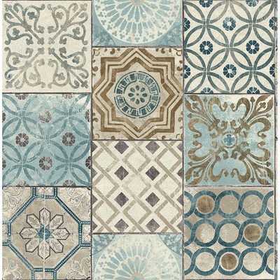 NextWall Morocaan Tile - Blue & Copper