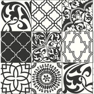 NextWall Black and White Graphic Tile - Black & White