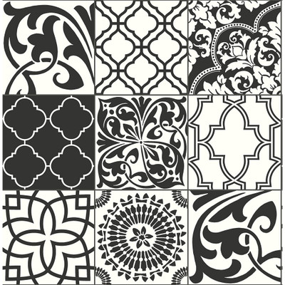 NextWall Black and White Graphic Tile - Black & White