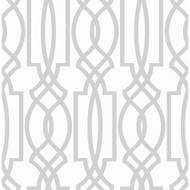 NextWall Soft Gray Deco Lattice - Soft Gray & White