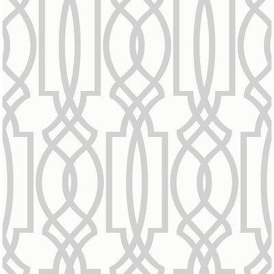 NextWall Soft Gray Deco Lattice - Soft Gray & White