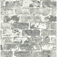 NextWall Weathered Gray Brick - Gray & Ivory