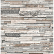 NextWall Reclaimed Wood Plank - Light Gray & Brown