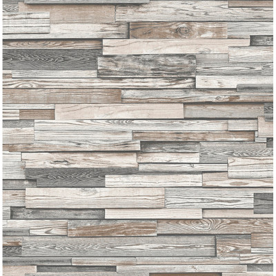 NextWall Reclaimed Wood Plank - Light Gray & Brown