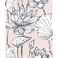 NextWall Lotus Floral - Blush & Ebony