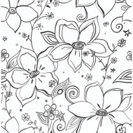 NextWall Linework Floral - Black